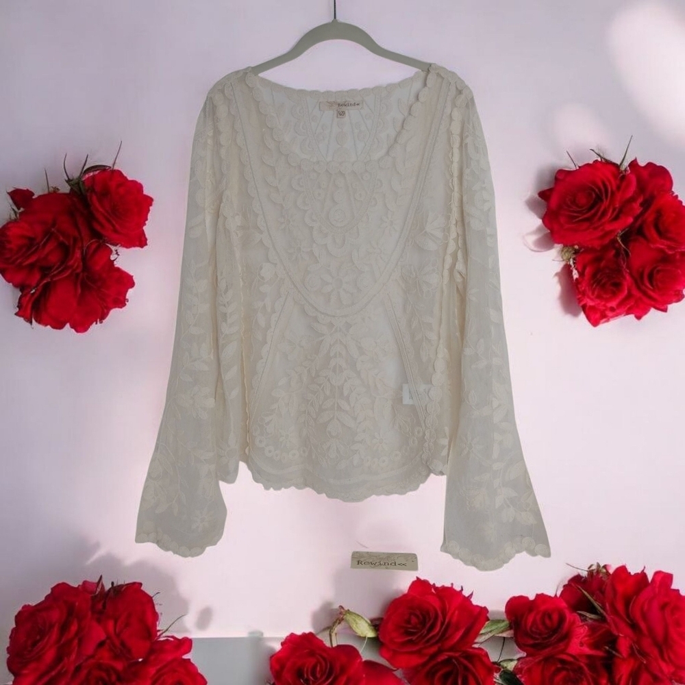 Rewind Cream Embroidered Boho Blouse - Picture 12 of 12